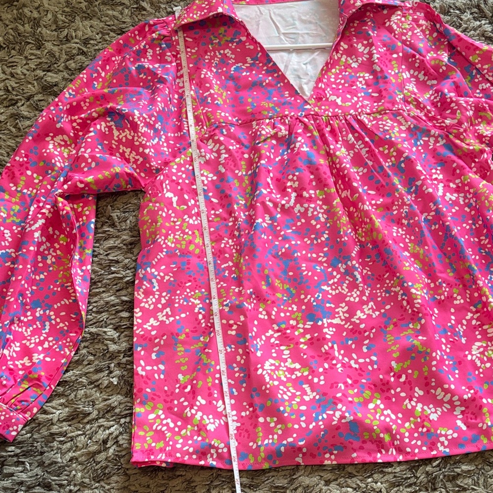 Vibrant Pink Women's Blouse - Picture 9 of 10
